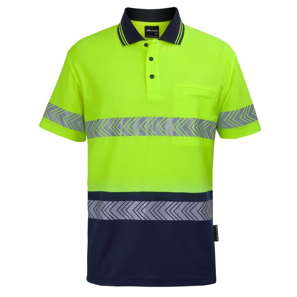 JB's Hi Vis (D+N) Cotton Back S/S Segmented Tape Polo Thumbnail